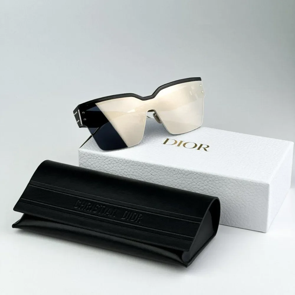 NEW Dior DIORCLUB M4U 55A5 Black Pale Smoke Mirrored Unisex Shield Sunglasses